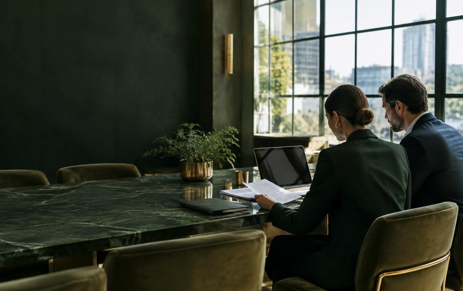 Financial professionals reviewing borrower information together